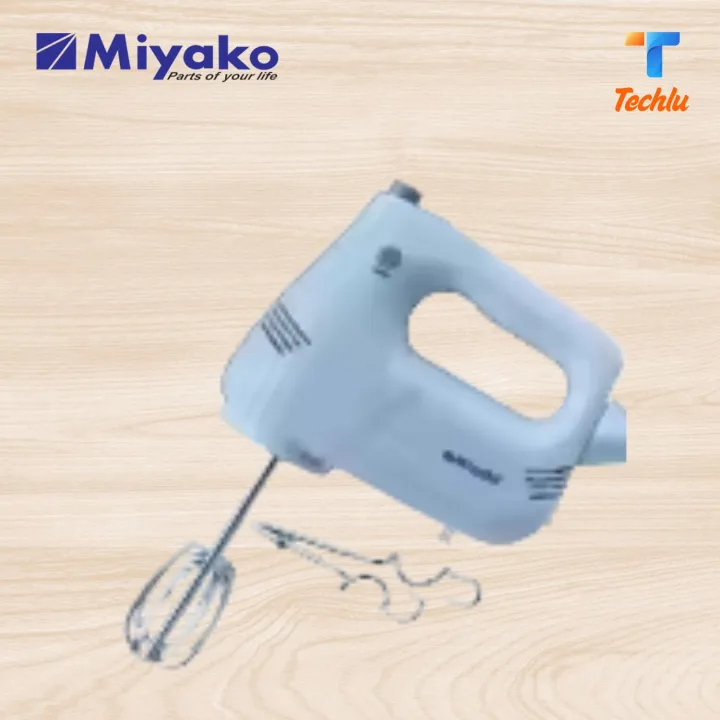 Product details of Miyako Egg Beater & Hand Mixer 5 Speed Setting HM-6689 CX Miyako brand Model: HM-6689 CX 250 watt Powerful Motor Flexible power cord for easy movement 2 hooks for mixing dough 2 beater for egg & cream Copper Motor 5 speed Setting Turbo system 1 year Motor guaranty
