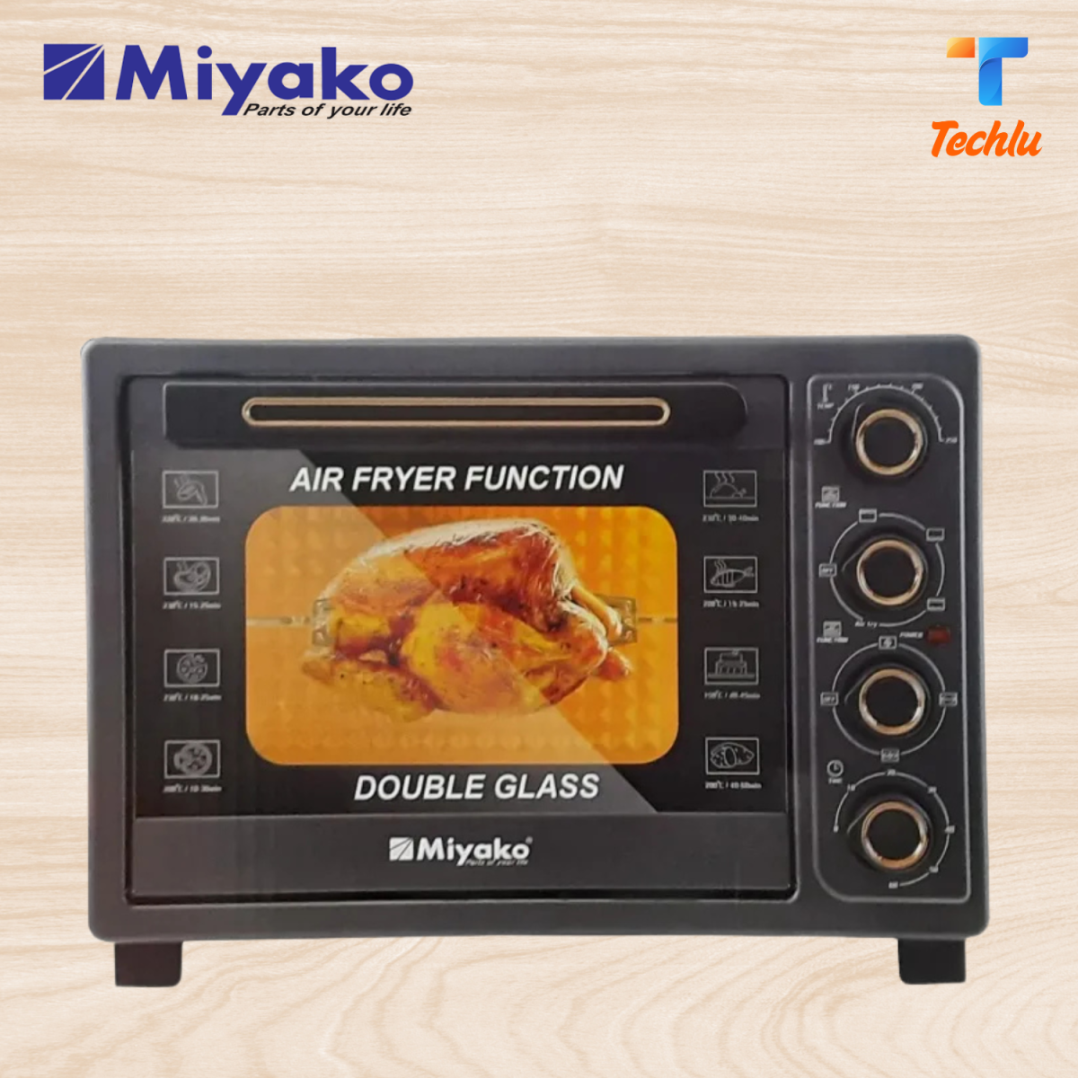 Miyako Multifunctional Electric Oven with Air Fryer Double Glass Door/ Air Fryer Oven MT-450RCL-D-RB
