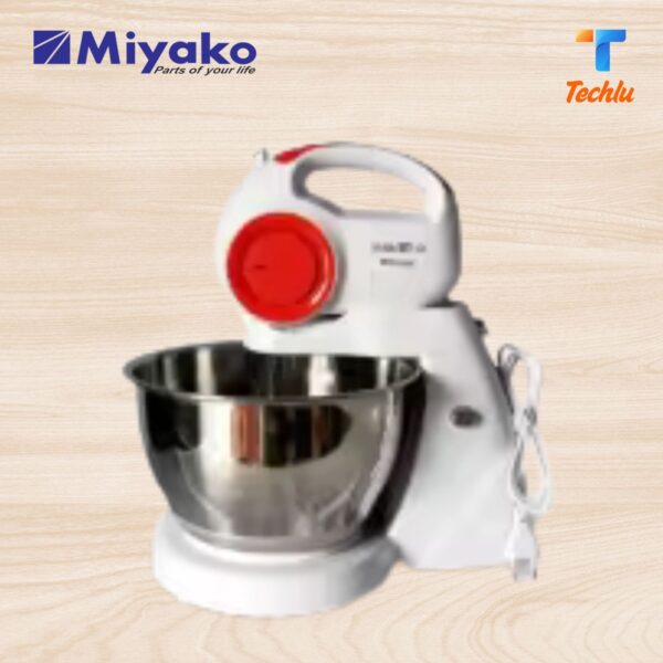 Miyako MF-216 400 Watt EGG Beater & Stand Mixer with Copper Motor and 4 Liter Stainless Still Rotatable Bowl - White