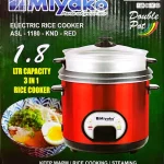 Miyako Double Pot 3 In 1 Non Stick Rice Cooker ASL-1180 KND-RED 1.8 Liter