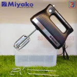 Product details of Miyako Egg Beater & Hand Mixer with Dough Hooks in a stoage Case 5 Speed Setting HM-6669 CX Miyako brand Model: HM-6669 CX 300 watt Powerful Motor Flexible power cord for easy movement 2 hooks for mixing dough 2 beater for egg & cream Storage Case Copper Motor 5 speed Setting Turbo system 1 year Motor guaranty