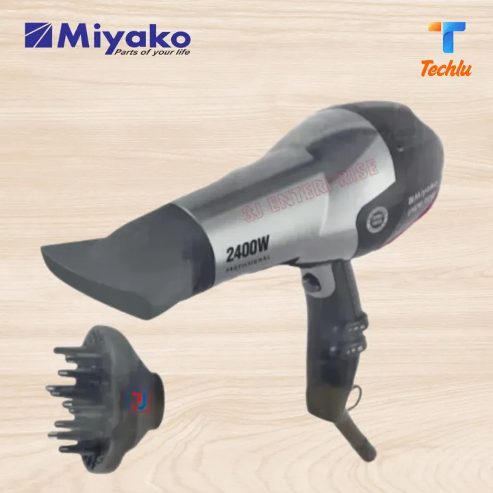 roduct details of Miyako Hair Dryer Foldable Handle MHD-2400 (Maximum Watts-2400) Brand : Miyako Model : MHD-2400 Product Type: Hair Dryer Power : 2400 watt Foldable Handle Handhold Concentretor 3 Level Of Working Overheating Protection Safety cut off Drying Fast Noice Level: 70 db Use : Home, Hotel, Salon