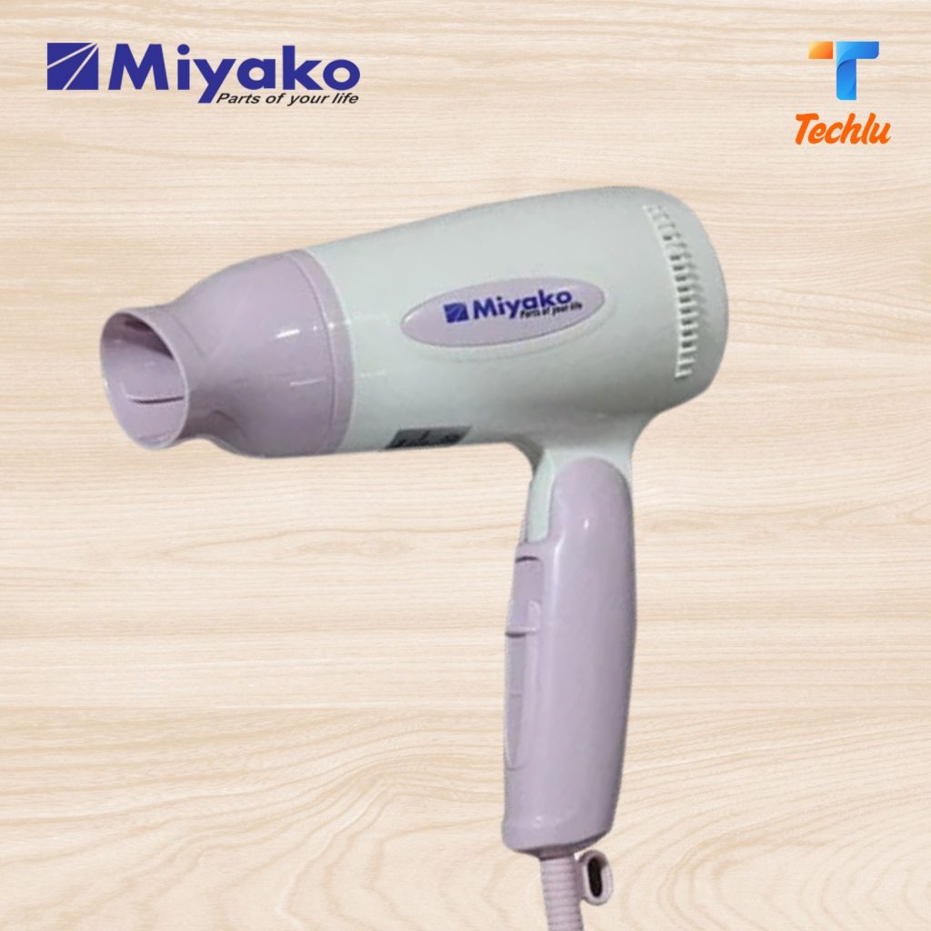 Miyako Hair Dryer RCY D12 Brand: Miyako. Power: 1200 W. 2 Temperature settings. Air intake filter. 2 Speed settings. Cool shot Function. DC Motors. Modern ergonomic design. Safety cut off. Voltage: 230V 50Hz. 1 year service warranty
