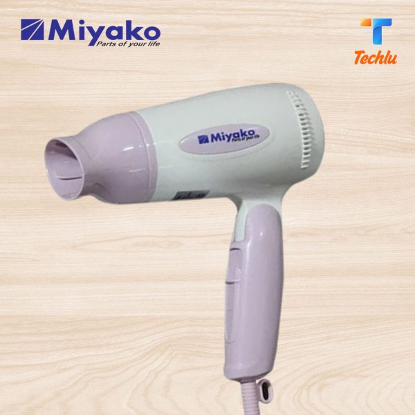 Miyako Hair Dryer RCY D12 Brand: Miyako. Power: 1200 W. 2 Temperature settings. Air intake filter. 2 Speed settings. Cool shot Function. DC Motors. Modern ergonomic design. Safety cut off. Voltage: 230V 50Hz. 1 year service warranty