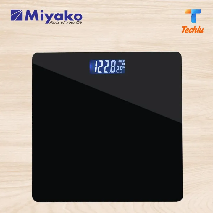 Miyako Digital Weight Machine/ Miyako Electronic Personal Scale MEB-9374 BRAND: MIYAKO MODEL: 9374 AUTO ETEP ON AUTO TURN OFF AFTER 10 SECOND EQUIPPED WITH 4 HIGH PRECISION STRAIN GAUGE SENSORS SYSTEM 6mm TEMPERED SAFETY GLASS PLATFORM CAPACITY 150 kg ( 330 lb / 24 st ) 4 Digits LCD Display Battery: 3 V Cr 2032 Li Unit: KG