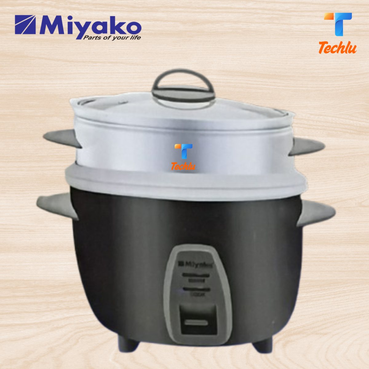 Miyako rice cooker 1.5 liter 515yld Miyako 3 in 1 Double Pot Rice Cooker 1.5 LTR MRC-515YLD Model : MRC-515 YLD 1.5 LTR Cooking Capacity 50 Watt Keep Warm Non-Stick Coating Aluminium Cooking 2 Pot Inner pot non stick coating inside two layers with Food Grade Automatic Cooking One Touch Button For Easy Control Automatic Keep Warm Function Over-Heat Protector And Energy Saving Power: 800 Watt / 220-240