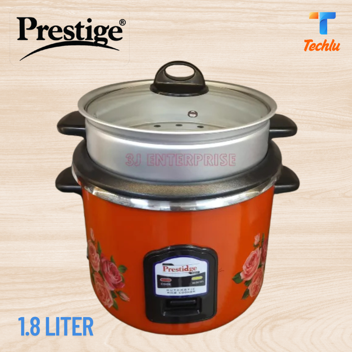 Prestidge Automatic 3 in 1 Rice Cooker and Keep Warming Double Pot (SS Pot+non-stck pot) 1.8 Ltr.