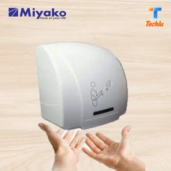 Product details of Miyako Automatic Electric Hand Dryer Machine/ Miyako Hand Dryer KL-799 Brand : Miyako Hand Dryer. Automatic Sensor ON-OFF. Sensor Range: 50-150 MM Wind Speed: >10M/S Air Temperature: >54C Net Weight: 2.4 Kg Dimension: W280 x D240 x H220 Water Proof Protect: IPx1 Electric Shock Protect: Class II 1800W, 220-230V, 50Hz.