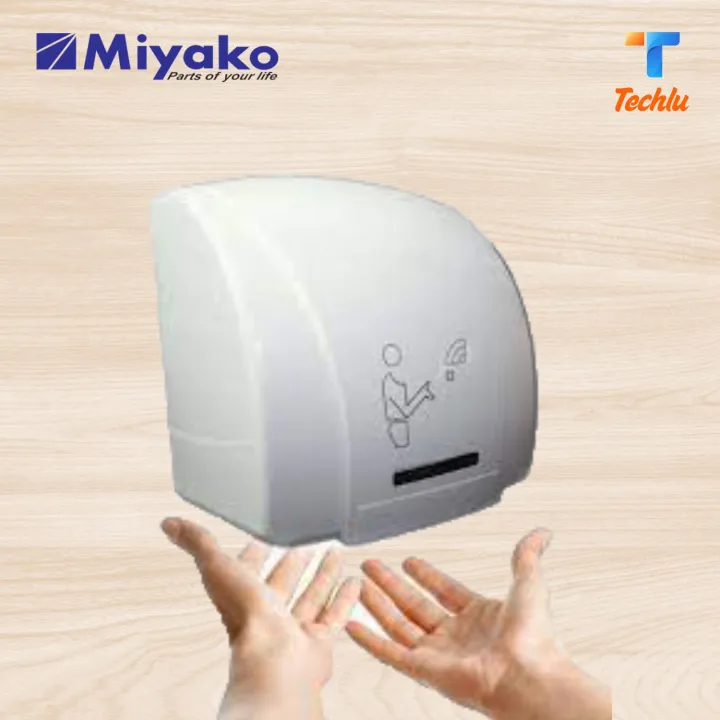 Product details of Miyako Automatic Electric Hand Dryer Machine/ Miyako Hand Dryer KL-799 Brand : Miyako Hand Dryer. Automatic Sensor ON-OFF. Sensor Range: 50-150 MM Wind Speed: >10M/S Air Temperature: >54C Net Weight: 2.4 Kg Dimension: W280 x D240 x H220 Water Proof Protect: IPx1 Electric Shock Protect: Class II 1800W, 220-230V, 50Hz.